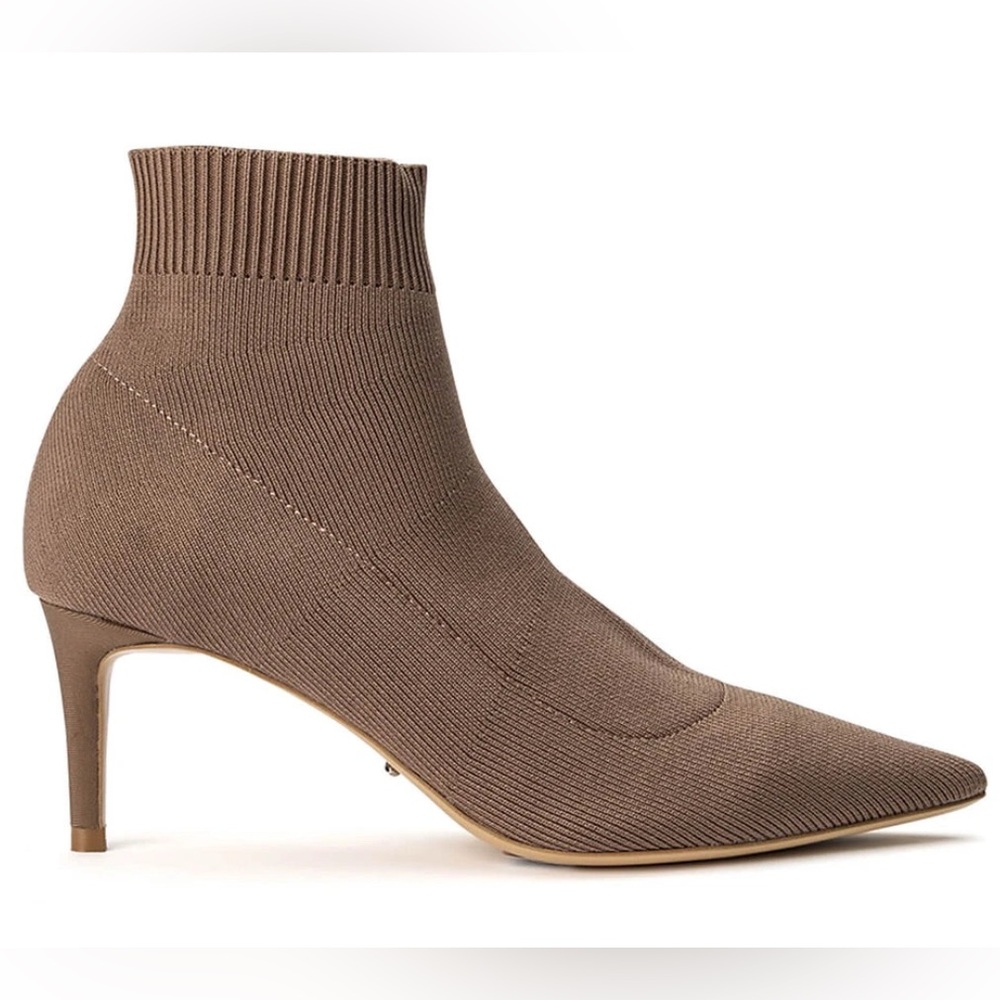 NWOT Tony Bianco “Gwen Sock Boots” in the color almond. Size 7, 2.5in heel.